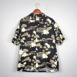 Hawaiian Togs Floral Black White Print Shirt